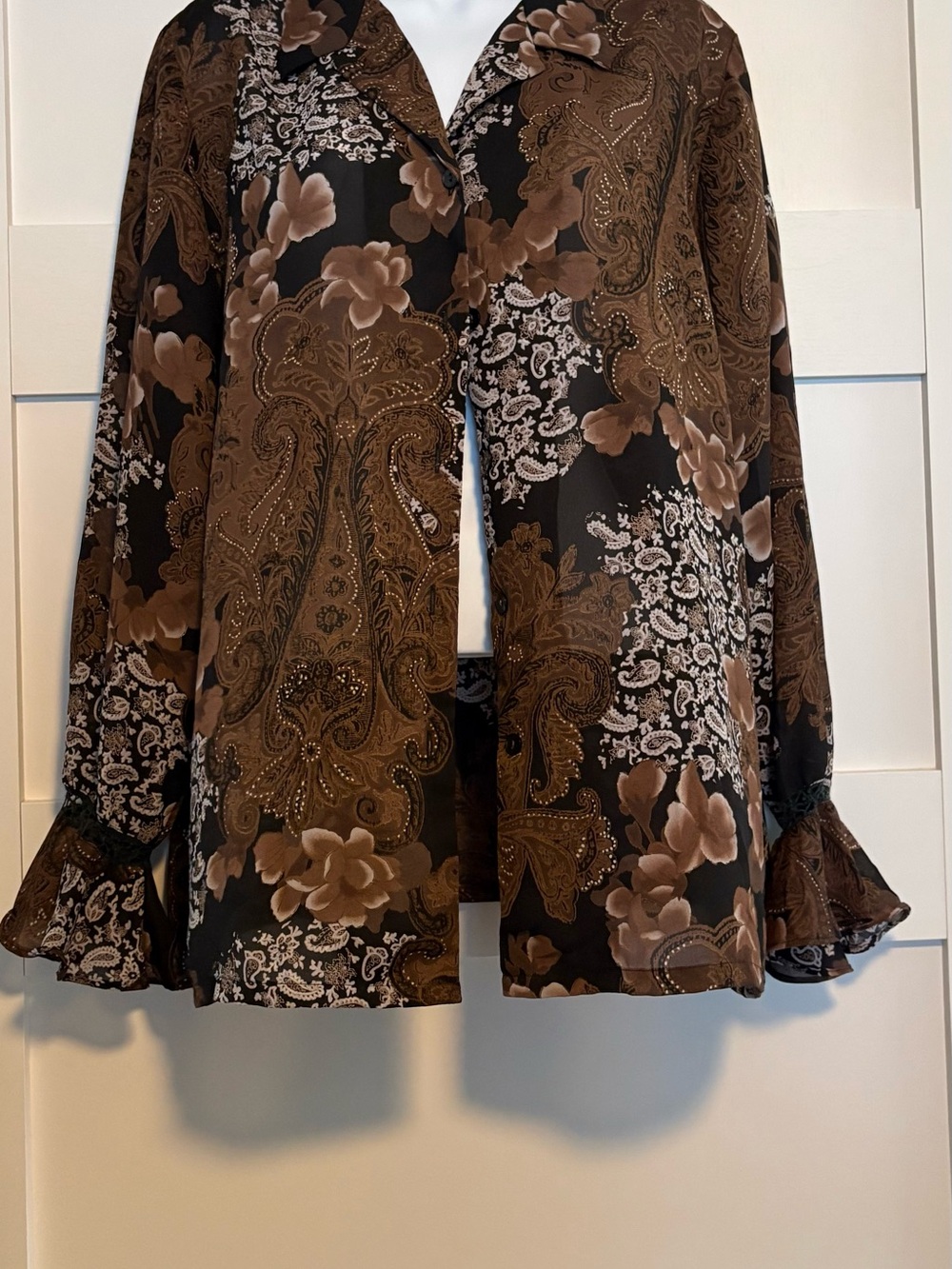 Sag Harbor Black and Brown Paisley Floral Blouse
